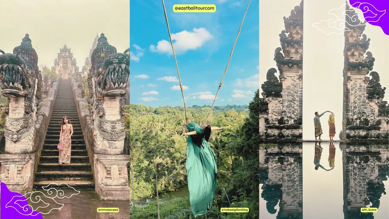 15 Bali Top Rated Tourist Attractions 7 Lempuyang Temple Gate of Heaven with Mount Agung in the background, one of Bali’s most sacred temples