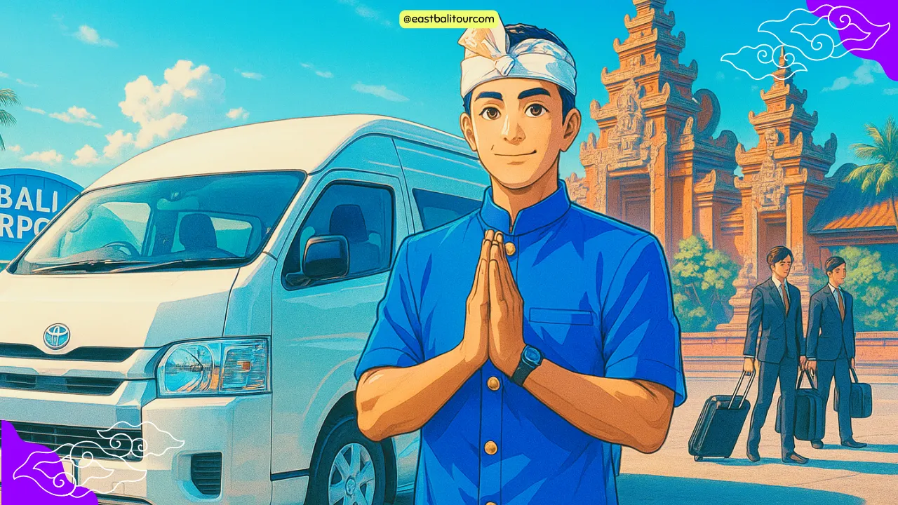Bali Airport Transfer 1 Private Bali airport transfer service with scenic tropical backdrop, ideal for travelers seeking comfort and convenience.