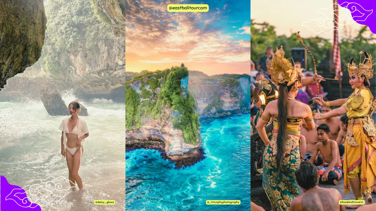 Traveler exploring Uluwatu Temple perched on a dramatic cliff overlooking the Indian Ocean