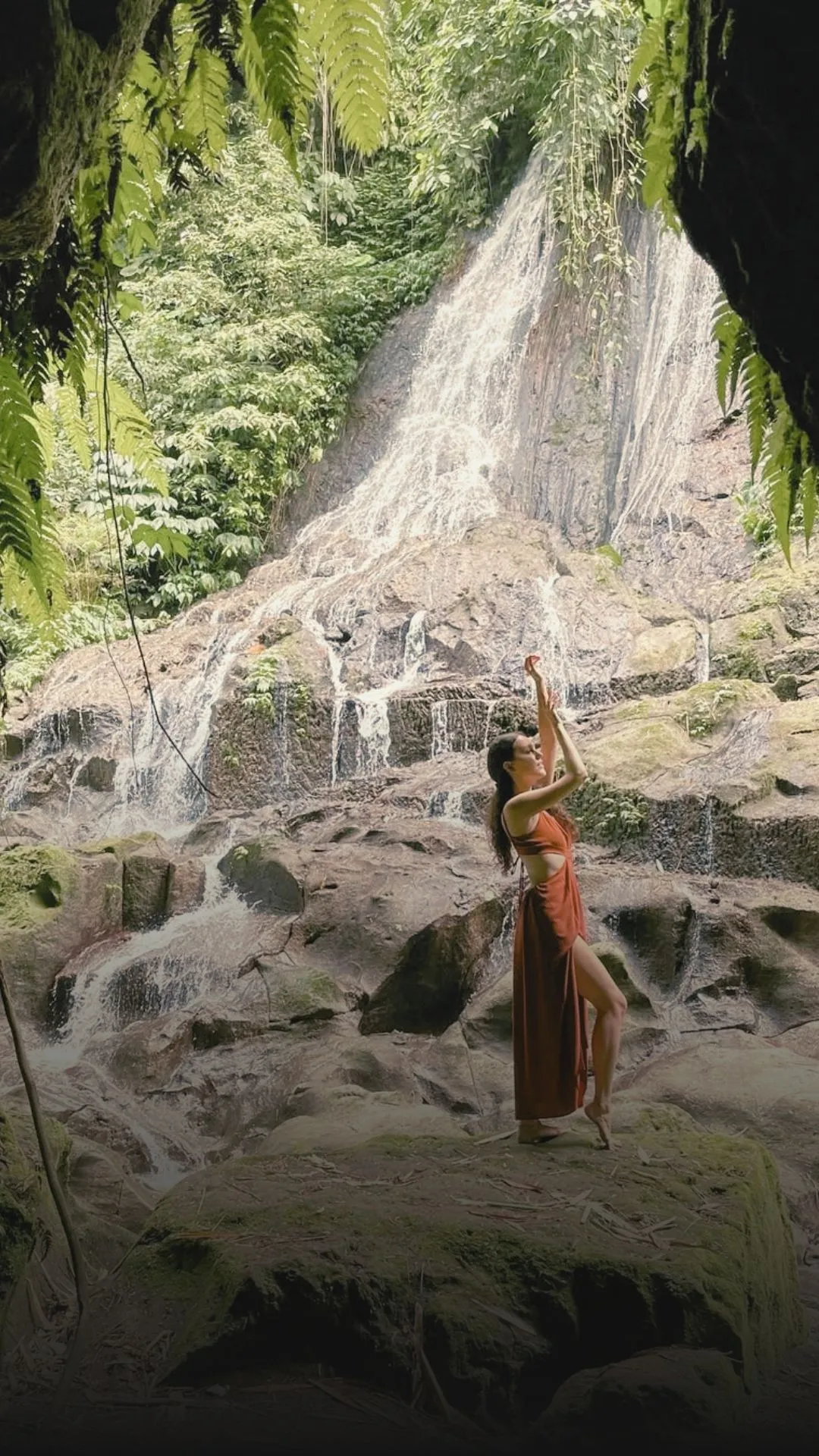 Sacred Monkey Forest Sanctuary 26 Hidden waterfall in Bali surrounded by lush jungle, offering a peaceful and untouched natural escape.