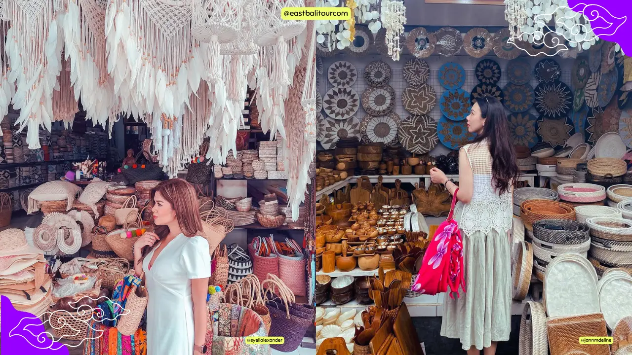 Ubud Art Market Bali with colorful handicrafts, traditional textiles, and local souvenirs