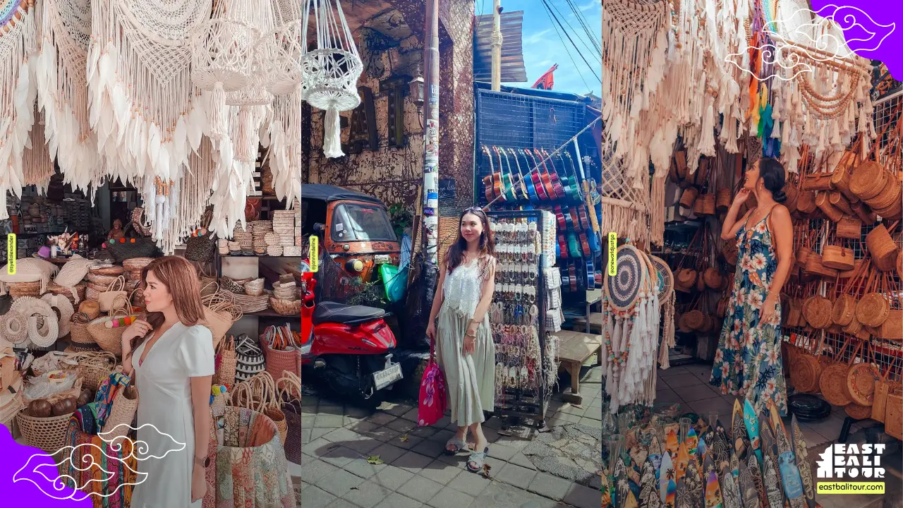 Ubud Art Market Bali with colorful handicrafts, traditional textiles, and local souvenirs