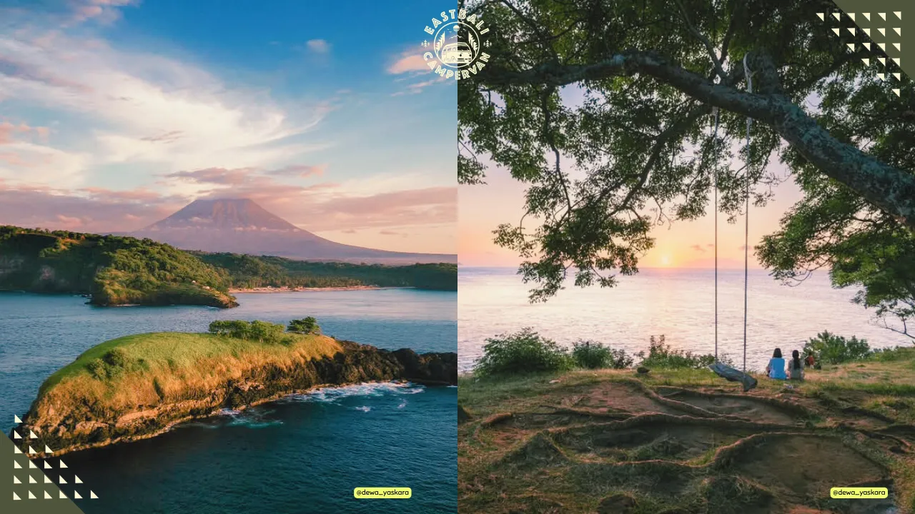 Bukit Asah Bali – romantic camping spot with sunrise and sunset views over the ocean cliffs.