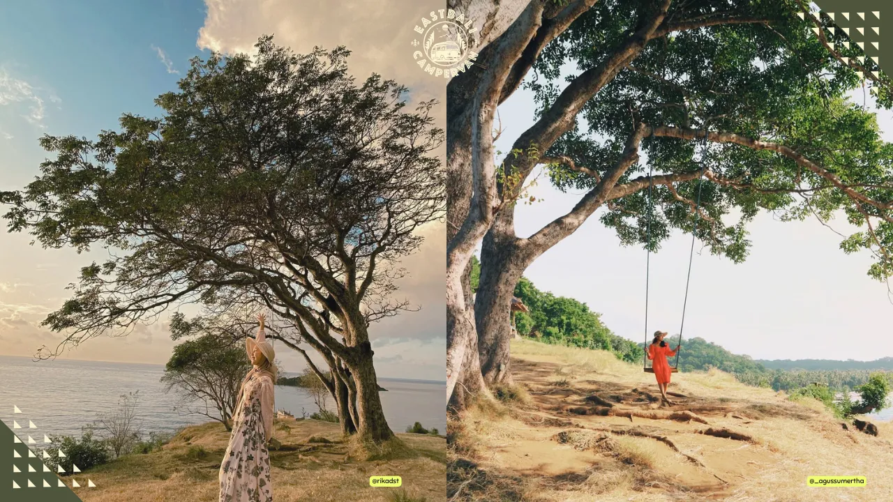 Bukit Asah Karangasem – hidden gem camping in East Bali with ocean views and green cliffs.