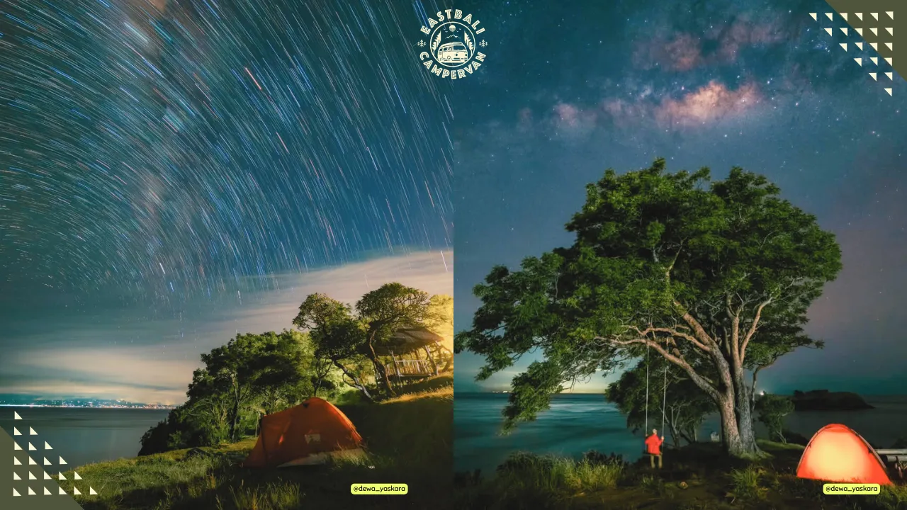 Area glamping Bukit Asah Karangasem dengan tenda VIP di tebing