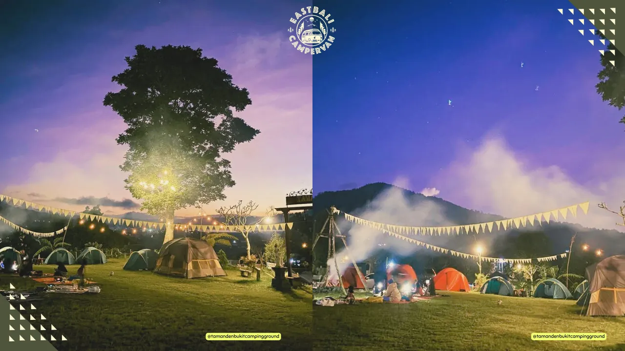 Camping di Danau Buyan Bali – suasana pegunungan sejuk dengan kabut pagi magis dan panorama danau jernih.