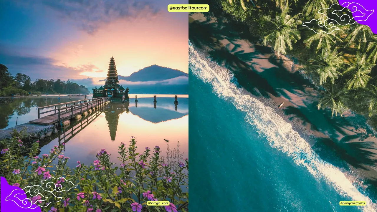 北バリツアー – ブラタン湖に浮かぶウルン・ダヌ寺院の景観