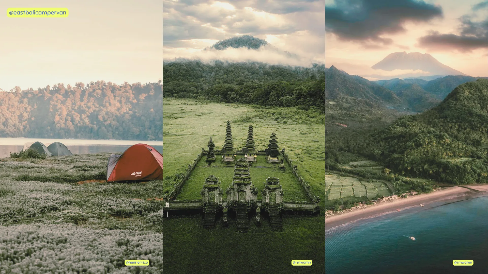 7 Tempat Camping Bali, Cocok untuk Healing 1 Tempat camping bali - Panorama danau tenang di Bali dengan tenda camping di tepinya saat kabut pagi.