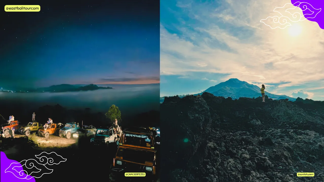 Bali Sunrise Jeep Tour with panoramic views of Mount Batur and Lake Batur