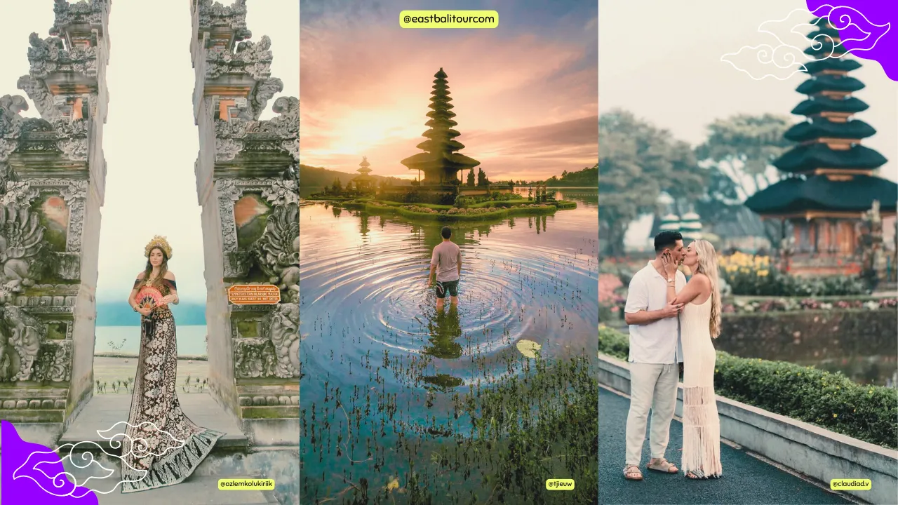 Viaje por los templos de Bali con atardecer en el Templo Tanah Lot y vistas panorámicas del lago Ulun Danu