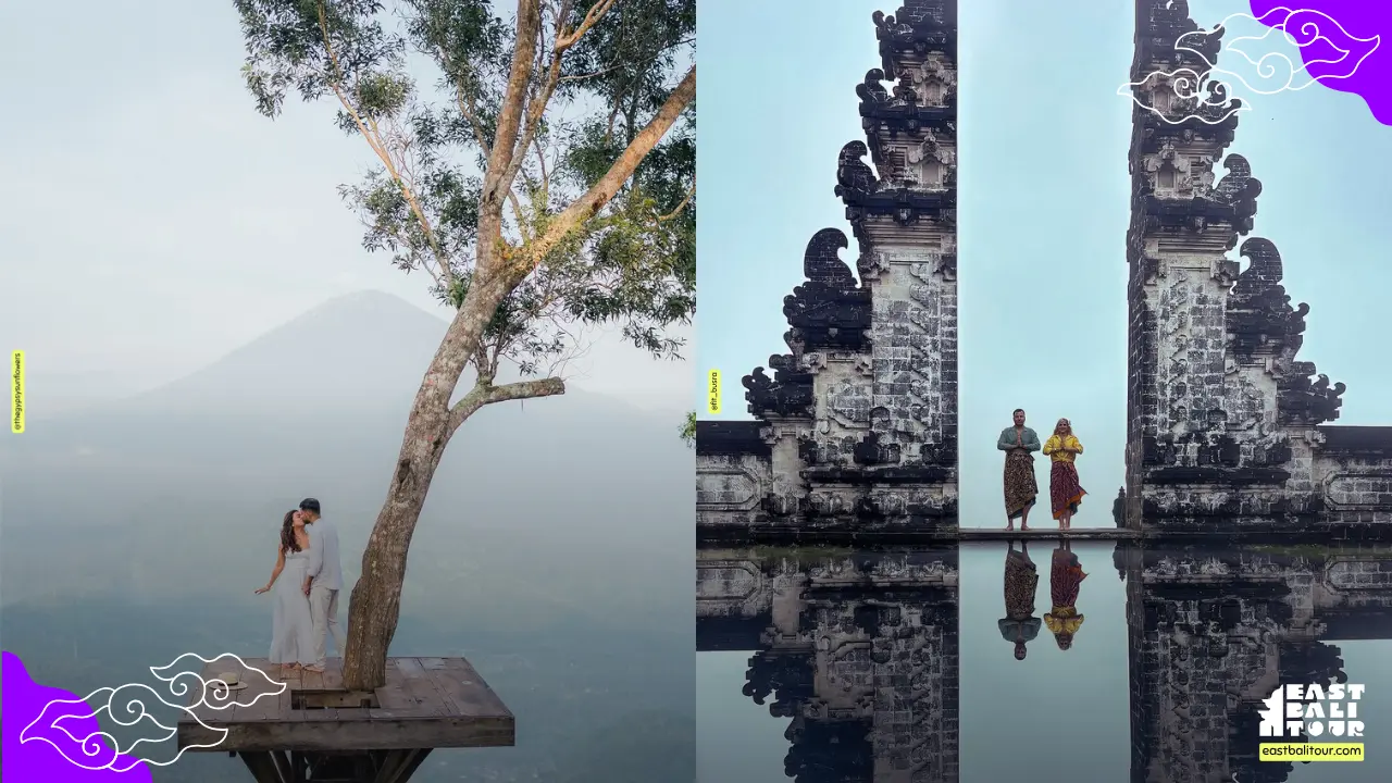 7-Day Bali Itinerary: The Hidden East Route 3 Mount Agung framed by the Lempuyang Temple Gates of Heaven and the scenic viewpoints of Lahangan Sweet on a 7-Day Bali Itinerary.