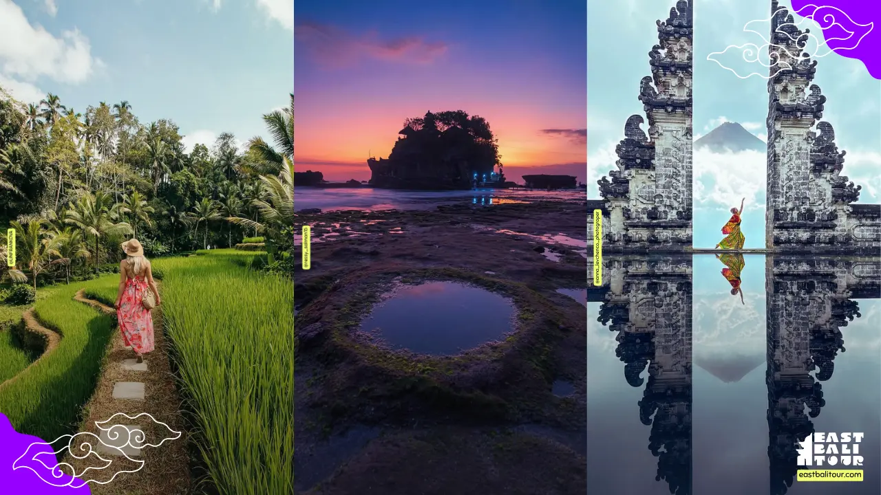 Viaje de novios a Bali en una playa tropical con ambiente romántico al atardecer