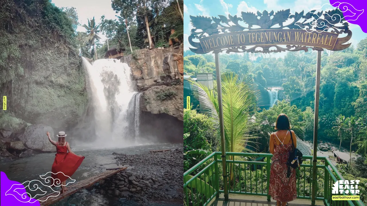 Tegenungan Waterfall Bali with powerful cascading water and lush green surroundings