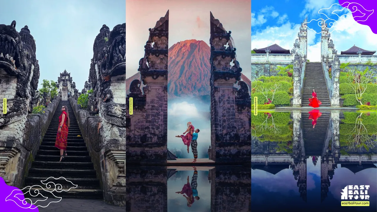 Lempuyang Temple Gates of Heaven framing Mount Agung in Karangasem, East Bali