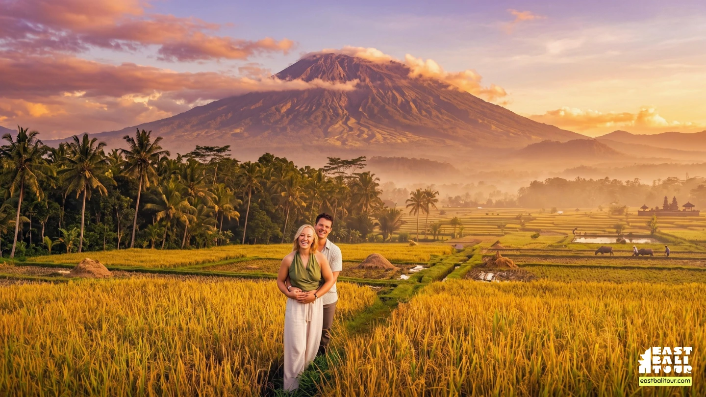 Bukit Cinta viewpoint facing Mount Agung in Karangasem East Bali