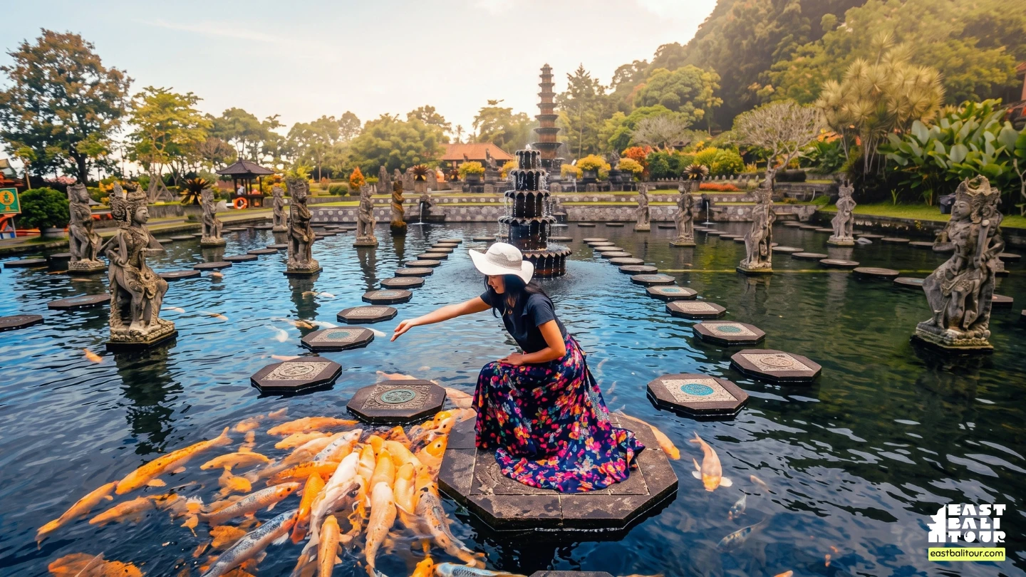 Tirta Gangga Royal Water Palace stepping stones and fountains in Karangasem